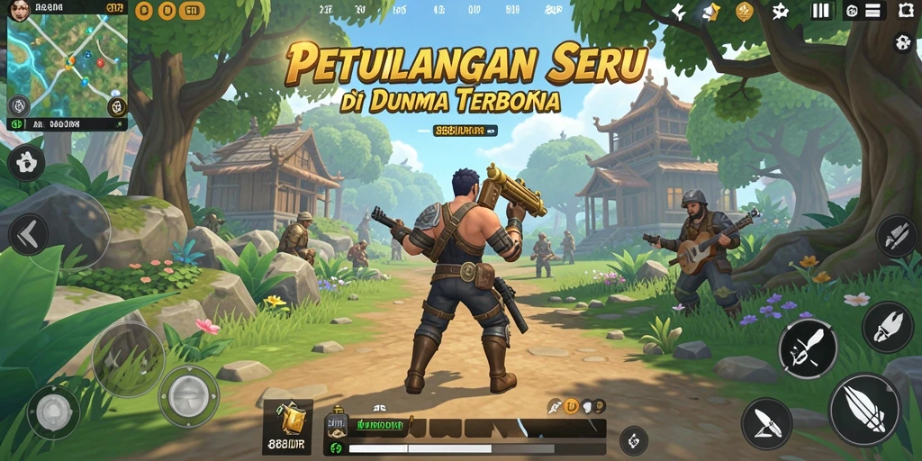 Screenshot utama 888IDR menampilkan gameplay eksplorasi dunia terbuka yang menakjubkan.