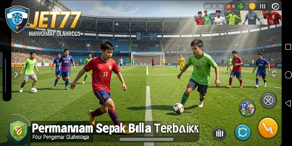 Tampilan gameplay seru di JET77 dengan aksi sepak bola menarik.