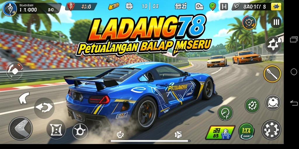 Screenshot dari gameplay balap yang mendebarkan di LADANG78.