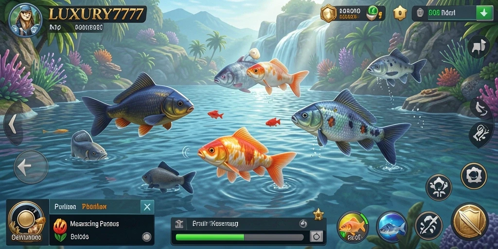 Tampilan gameplay LUXURY777 yang memukau dengan suasana laut yang dinamis.