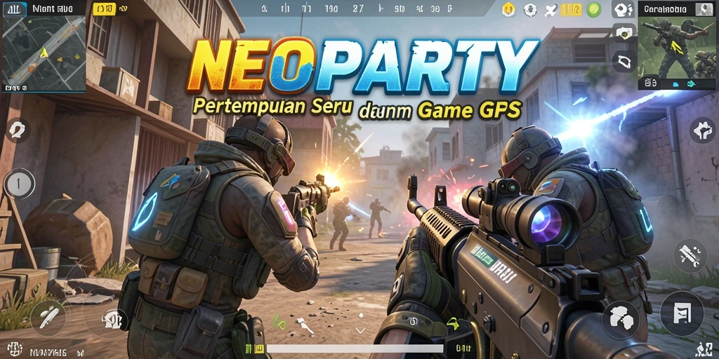 Tangkapan layar gameplay NEOPARTY yang menampilkan aksi FPS seru.