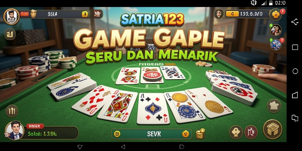Tampilan gameplay seru dari SATRIA123 yang menampilkan pertarungan Gaple.