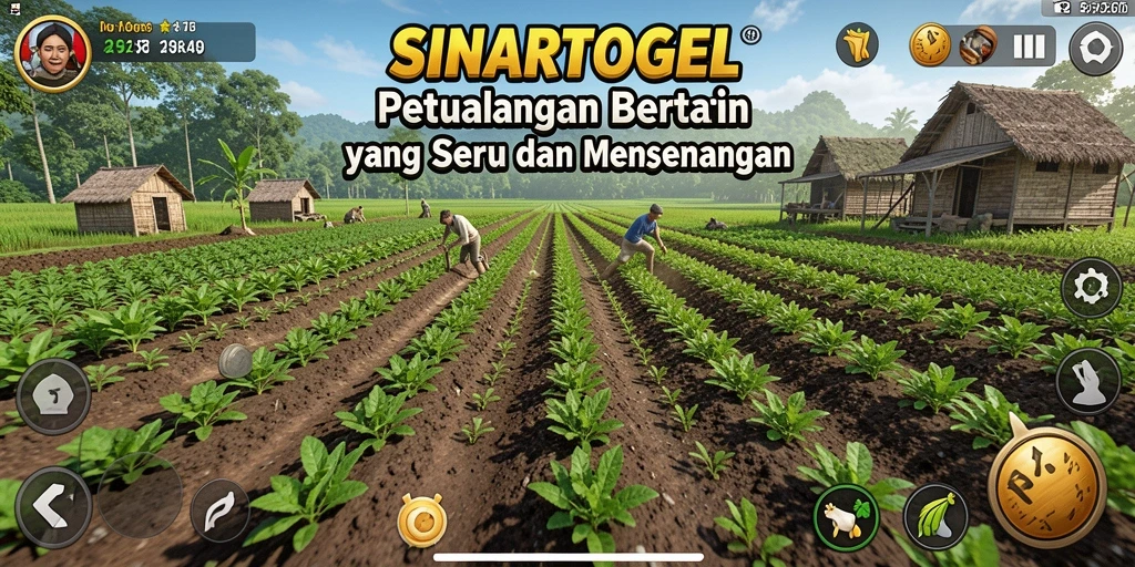 Screenshot gameplay SINARTOGEL menampilkan ladang yang indah dan interaksi seru antar pemain.