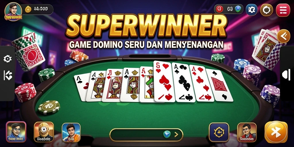 Gameplay seru dalam SUPERWINNER yang menampilkan bertaruh dalam game Domino.