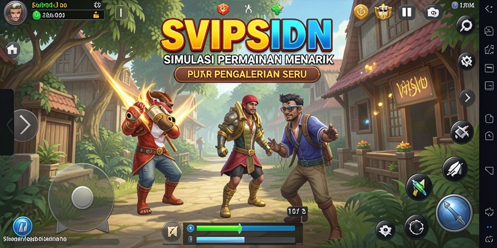 Tampilan gameplay SVIPSIDN yang penuh warna dan dinamis.