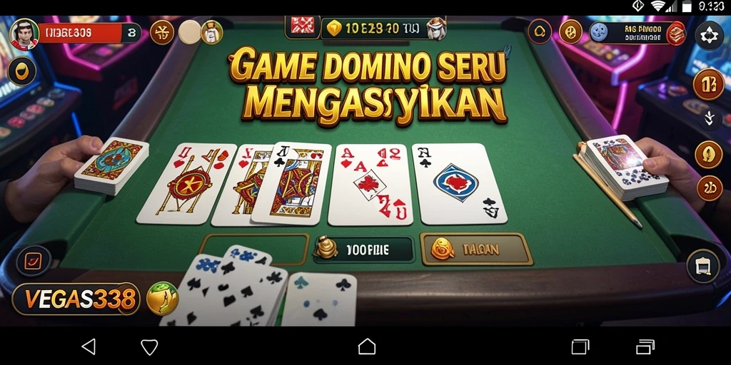 Screenshot gameplay VEGAS338 menunjukkan momen seru bermain Domino.